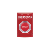 Botón de Emergencia, Texto en Español, Color Rojo, Acción Mantenida, Girar para Restablecer y LED Multicolor