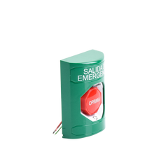 Botón de Salida de Emergencia , Texto en Español, Acción Mantenida, Girar para Restablecer, LED de iluminación