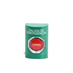 Botón de Salida de Emergencia , Texto en Español, Acción Mantenida, Girar para Restablecer, LED de iluminación