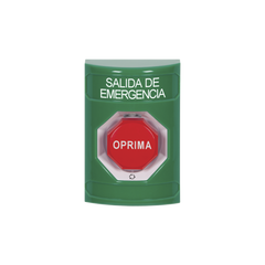 Botón de Salida de Emergencia , Texto en Español, Acción Mantenida, Girar para Restablecer, LED de iluminación