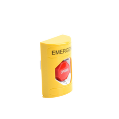 Botón de Emergencia en Español, Color Amarillo, Acción Mantenida, Girar para Restablecer y LED Multicolor