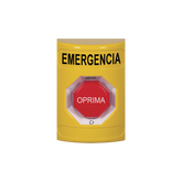 Botón de Emergencia en Español, Color Amarillo, Acción Mantenida, Girar para Restablecer y LED Multicolor