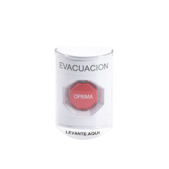 Botón de Evacuación, Texto en Español, Tapa Protectora de Policarbonato Súper Resistente, Restablecimiento con Llave
