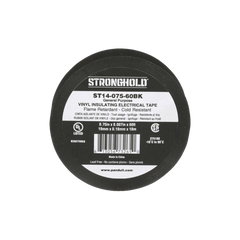 Cinta Eléctrica STRONGHOLD para Aislar, de PVC, Uso General Reparación y Mantenimiento, Grosor de 0.18mm (7 mil), Ancho de 19mm, y 18m de Largo, Color Negro
