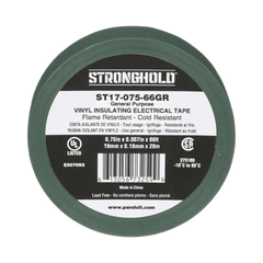 Cinta Eléctrica STRONGHOLD para Aislar, de PVC, Uso General Reparación y Mantenimiento, Grosor de 0.18mm (7 mil), Ancho de 19mm, y 20.12m de Largo, Color Verde