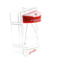 Cubierta Protectora Serie Stopper II® De Policarbonato, Con Bocina, Espaciador Transparente, Montaje en Superficie, Etiqueta en Inglés