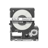 Casete de Etiquetas de Nylon de Cinta Continua, Color Negro Sobre Blanco, Uso Interior/Exterior, 12 (0.5 Pulgadas) mm de Ancho x 6 Metros (19.69 Pies) de Largo