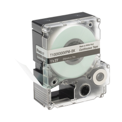 Casete de Etiquetas de Vinilo de Cinta Continua, Color Negro Sobre Blanco, Uso Interior/Exterior, 24 mm (0.94 Pulgadas) de Ancho x 7.6 Metros (24.93 Pies) de Largo