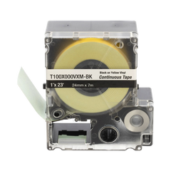 Casete de Etiquetas de Vinilo de Cinta Continua, Color Negro Sobre Amarillo, Uso Interior/Exterior, 24 mm (0.94 Pulgadas) de Ancho x 7 Metros (23 Pies) de Largo