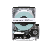 Casete de Etiquetas de Vinilo de Cinta Continua, Color Negro Sobre Blanco, Uso Interior/Exterior, 36 mm (1.5 in) de Ancho x 7.6 Metros de Largo