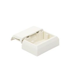 Caja Superficial Con Bisagras de Instalación a Presión, Para Canaletas T45, Material PVC Rígido, Color Blanco Mate
