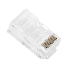 Bote con 100 Plugs Pass through RJ45 Cat5e sin blindaje, chapado de oro a 30 micras para durabilidad extrema