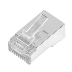Bote con 100 Plugs Pass through RJ45 Cat5e BLINDADO, chapado de oro a 30 micras para durabilidad extrema
