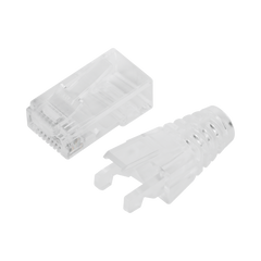 Bote con 50 Plugs Pass Through RJ45 Cat6 sin Blindaje, con Alivio de Tensión Incluido, Chapado de Oro a 30 Micras para Durabilidad Extrema