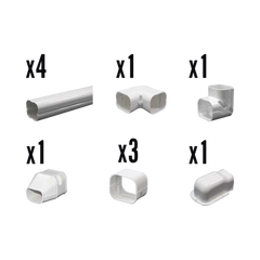 Kit de Canaletas Para la Organización de Tuberías y Cables Eléctricos en Instalaciones de Aire Acondicionado, Uso en Interiores y Exteriores, PVC Rígido, Ideal Para Minisplit, Contenido de Kit (11 Piezas), (3000-00000)