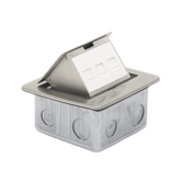 Mini caja de piso rectangular para datos y conectores tipo Keystone, Color y material en acero inoxidable (3 puertos) (11000-21202)