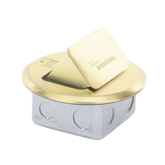 Mini Caja de Piso Redonda para Datos o Conectores Tipo Keystone, Color Bronce (3 Contactos) (11000-12102)