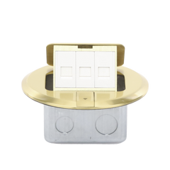 Mini Caja de Piso Redonda para Datos o Conectores Tipo Keystone, Color Bronce (3 Contactos) (11000-12102)