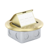 Mini caja de piso redonda para datos o conectores tipo Keystone, color bronce (3 contactos) (11000-12102)
