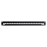 Patch Panel TERA-MAX Blindado de 24 Puertos, Modular (Vacío), Plano, Color Negro, 1UR