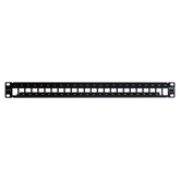 Patch Panel TERA-MAX Blindado de 24 Puertos, Modular (vacío), Plano, Color Negro, 1UR