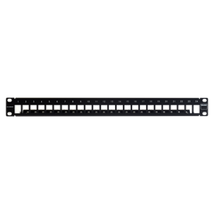 Patch Panel TERA-MAX Blindado de 24 Puertos, Modular (vacío), Plano, Color Negro, 1UR