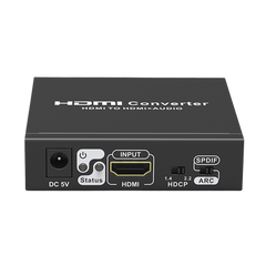 Extractor de Audio de HDMI a HDMI + Audio / Salida de Audio Digital o Análoga / SPDIF / Toslink / Auxiliar 3.5mm (Estéreo) / Salida HDMI solo video / Soporta ARC / HDR / HDCP / Separa el Audio del Contenido HDMI .