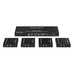 Kit Divisor y Extensor HDMI | 1x4 | Hasta 70 m |Resolución 4K @ 60 Hz | Cat 6/6a/7 | IPCOLOR | CERO LATENCIA | Puerto S/PDIF | EDID | RS232 | Salida Loop / PoC