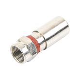 Conector F Macho de Compresión, Metálico para cable RG-6, Cuerpo de Bronce Niquelado.