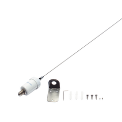 Antena marina VHF en látigo de acero inoxidable en rango de 156 a 163 MHz. Incluye cable de 4.5 m con conectores PL-259 instalados y montaje en L