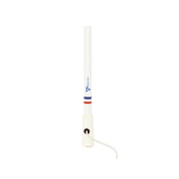 Antena marina VHF en fibra de vidrio en rango de 156 a 163 MHz, Incluye 4.5 metros de cable y conector PL-259 macho.