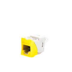 Jack UltraMAX Cat5e, UTP, Montaje híbrido en Placa de Pared (Plano y Angulado), Color Amarillo, Punch Down