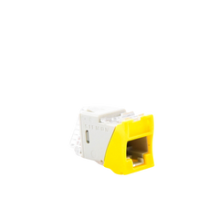Jack UltraMAX Cat5e, UTP, Montaje híbrido en Placa de Pared (Plano y Angulado), Color Amarillo, Punch Down
