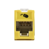 Jack UltraMAX Cat5e, UTP, Montaje híbrido en Placa de Pared (Plano y Angulado), Color Amarillo, Punch Down