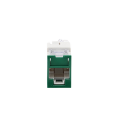 Jack UltraMAX Cat5e, UTP, Montaje Híbrido en Placa de Pared (Plano y Angulado), Color Verde, Punch Down