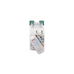 Jack UltraMAX Cat5e, UTP, Montaje Híbrido en Placa de Pared (Plano y Angulado), Color Verde, Punch Down