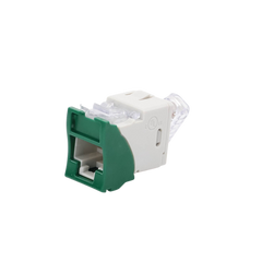 Jack UltraMAX Cat5e, UTP, Montaje híbrido en Placa de Pared (Plano y Angulado), Color Verde, Punch Down