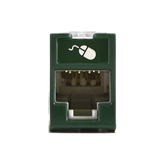 Jack UltraMAX Cat5e, UTP, Montaje híbrido en Placa de Pared (Plano y Angulado), Color Verde, Punch Down