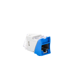 Jack UltraMAX Cat6, UTP, Montaje Híbrido en Placa de Pared (Plano y Angulado), Color Azul, Punch Down