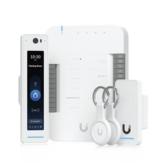 UniFi Access Kit de Inicio Gen2 Profesional para 1 puerta, (1) Lector NFC con pantalla táctil, audio 2 vías y cámara / (1) Lector NFC y de movimiento UA-G2 / Hub para conexiones para controlar una puerta con salida POE y energizar acc
