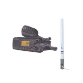 Kit de radio UM385BK | mas antena marina de fibra de vidrio TX-5101SYS/10M fabricada en fibra de vidrio con base roscable de acero inoxidable