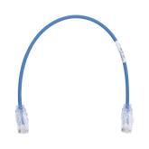 Cable de Parcheo TX6, UTP Cat6, Diámetro Reducido (28AWG), Color Azul, 0.3 Metros (1 Pie)