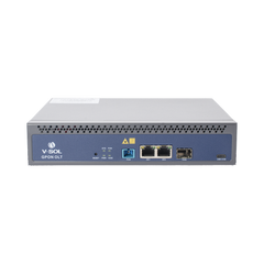 OLT de 1 puerto GPON SC/UPC + 3 puertos Uplink (2 puertos Gigabit Ethernet + 1 puerto SFP/SFP+), Fuente de alimentación redundante AC/DC , hasta 128 ONUS