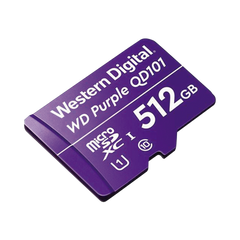 Memoria microSD de 512 GB PURPLE, Especializada Para Videovigilancia, 10 VECES MAYOR DURACIÓN, 3 AÑOS DE GARANTIA