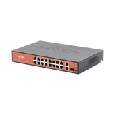 Switch PoE (802.3af/at/bt) / No administrable de largo alcance / Hasta 250m / 16 x 10/100Mbps (PoE) + 2 x 100/1000Mbps + 1 x SFP / 200 W