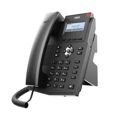 Teléfono IP empresarial para 2 lineas SIP con pantalla LCD, Puertos Gigabit, Códec Opus, conferencia de 3 vías, PoE.