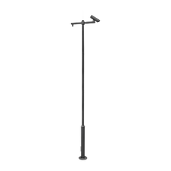 Poste Seccionado de 6 Metros / Especializado para la Instalación de Videovigilancia / Incluye Base de Cimentación y Brazo para Cámara PTZ / Color Negro