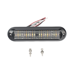 Luz Auxiliar, Ultra Brillante, IP67, 18 LEDs, Tricolor, Color Rojo/Claro/Ambar, con mica transparente y bisel negro