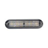 Luz Auxiliar, Ultra Brillante, IP67, 18 LEDs, Tricolor, Color Rojo/Claro/Ambar, con mica transparente y bisel negro