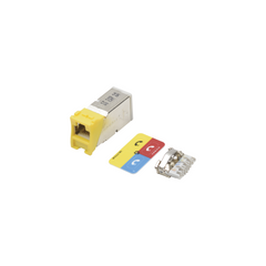 Jack Z-Max Cat6A, Blindado, Montaje Híbrido en Placa de Pared (Plano y Angulado), Color Amarillo